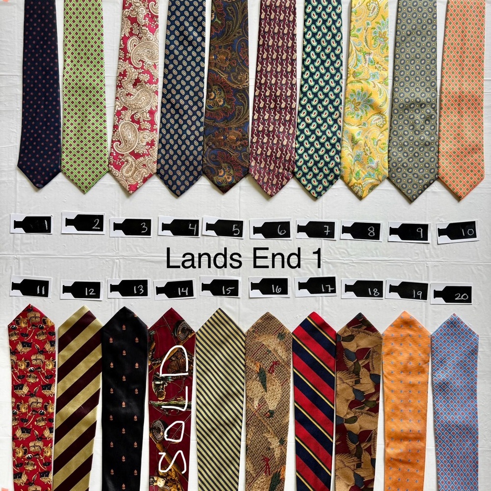 Vintage 80s, 90s, Y2K Lands’ End 100% Silk Ties  *Bundle To Save*